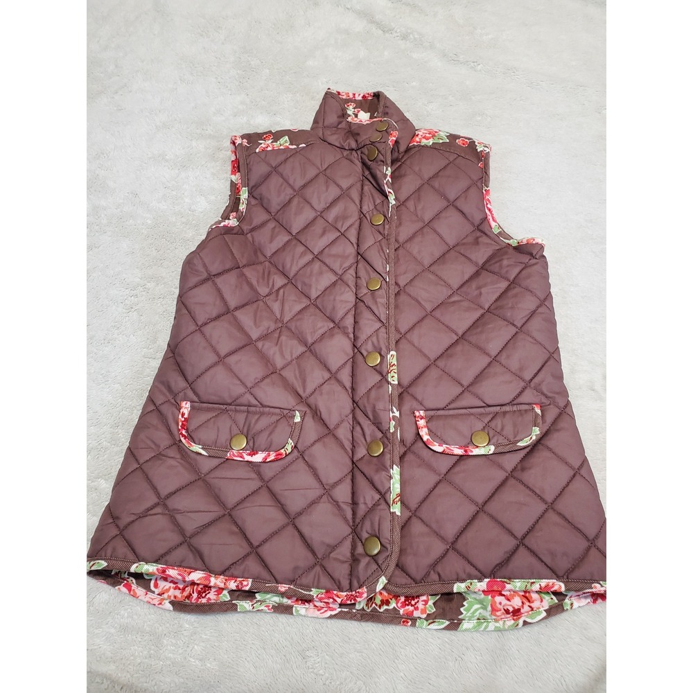 Matilda‎ Jane Brown Corduroy Floral Quilted Puffer Vest Small Cowgirl Casual